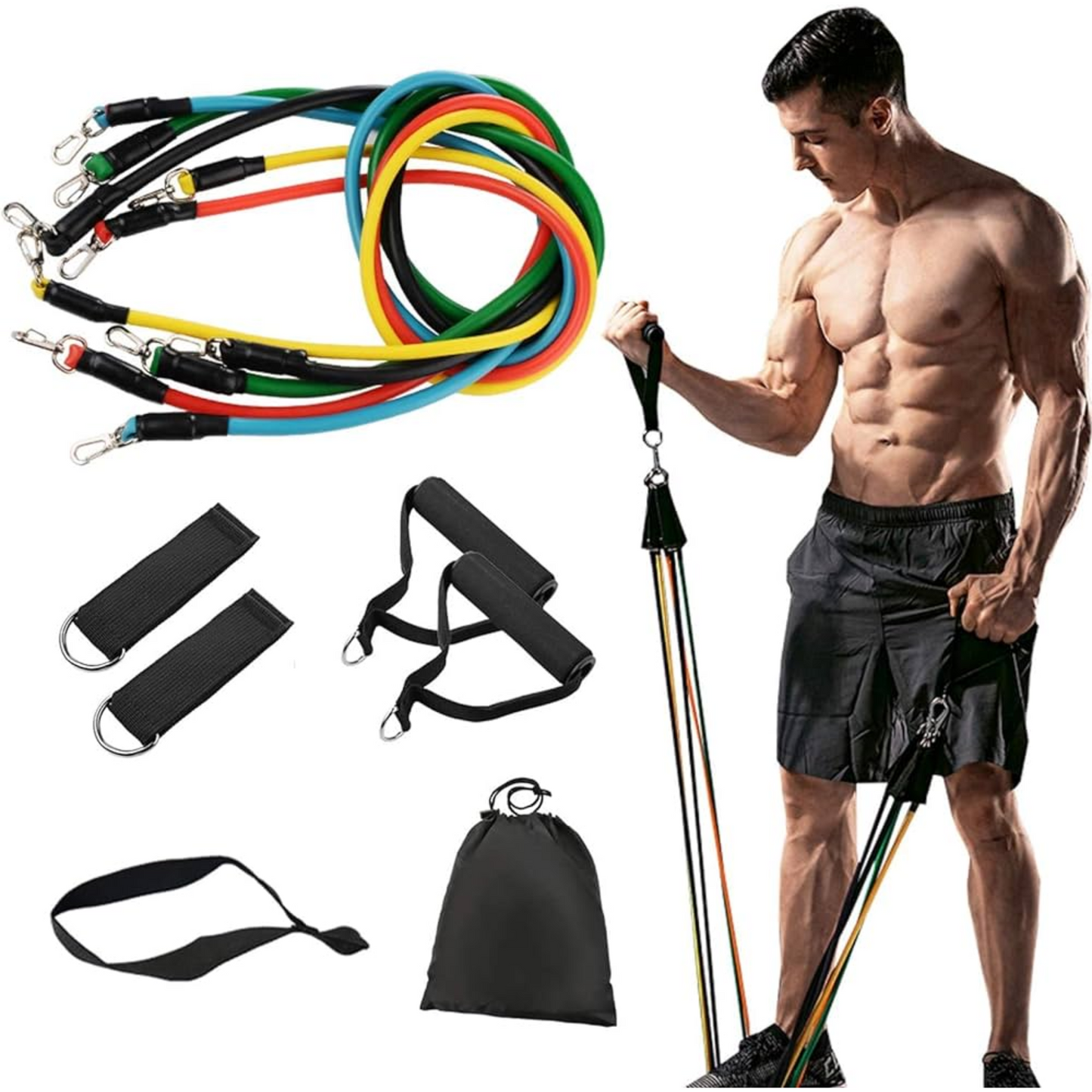 Set of 5 Exercise Resistance Bands with Bag