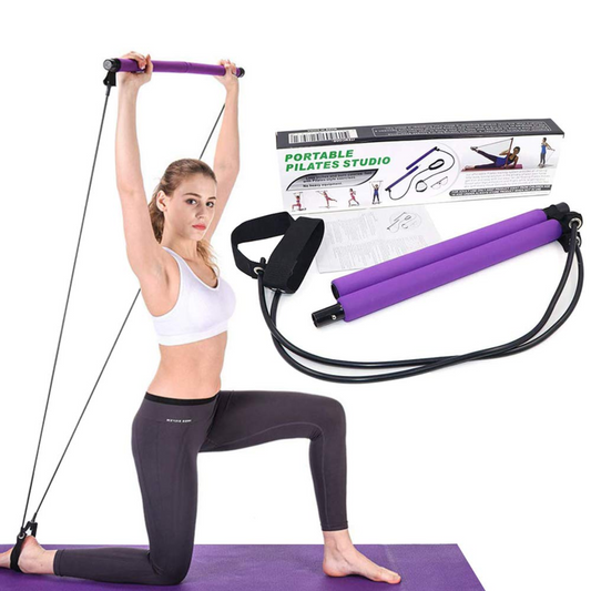 Portable Pilates Bar Kit with Resistance Band for Home Gym Exercise