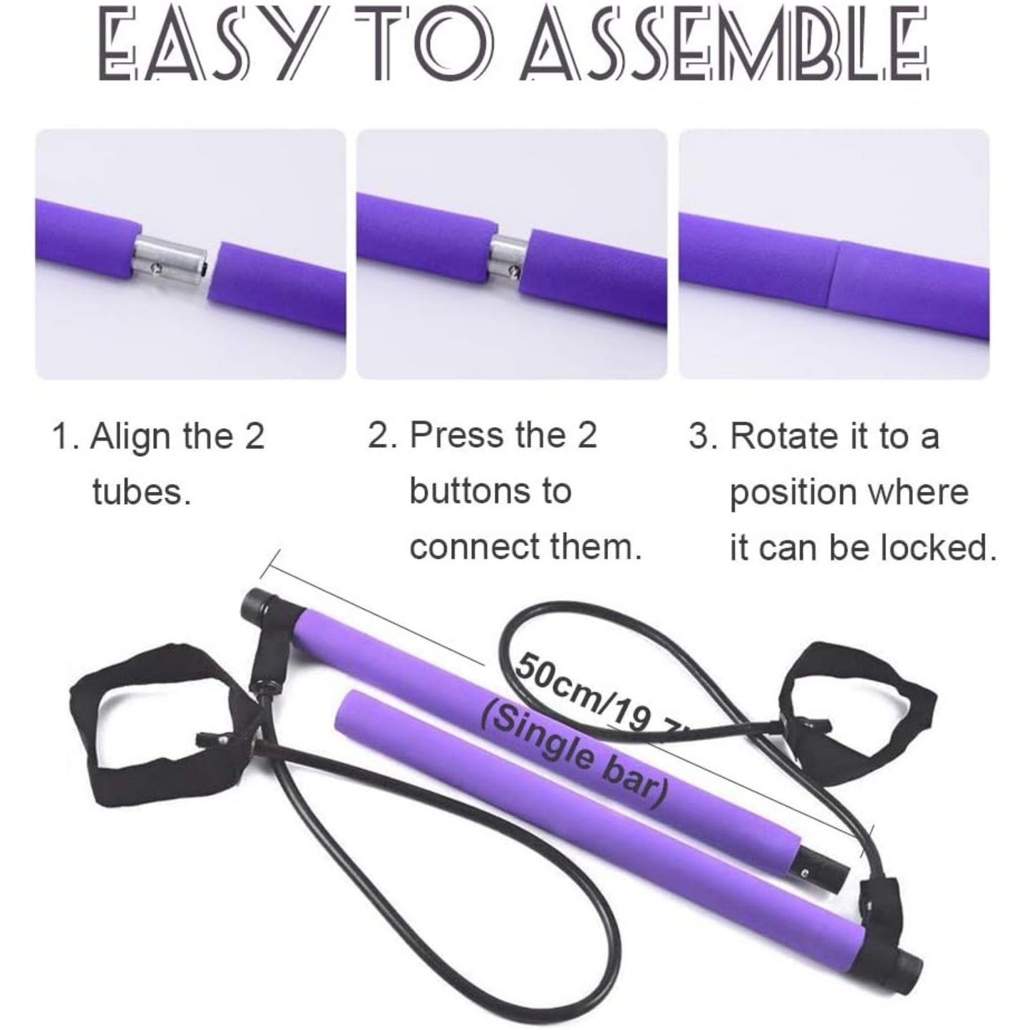 Portable Pilates Bar Kit with Resistance Band for Home Gym Exercise