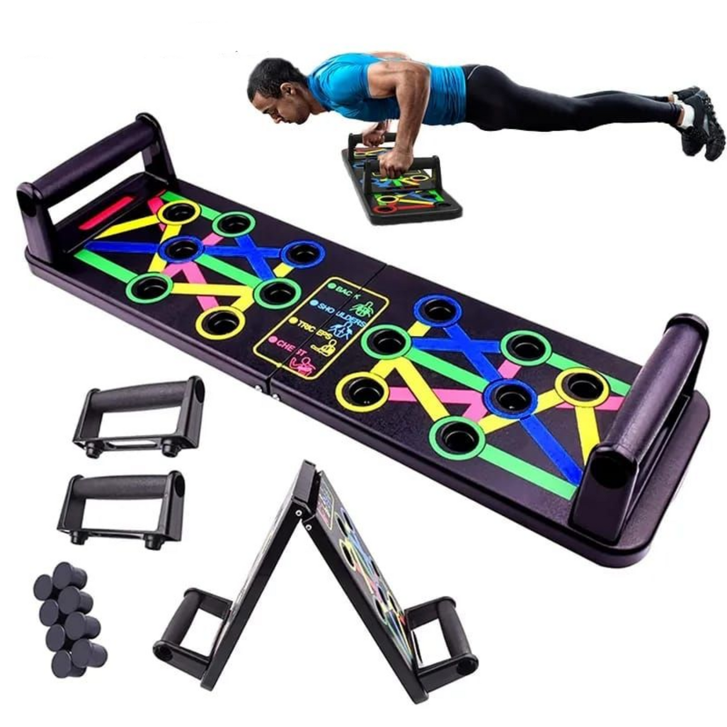 9 in 1 Foldable Power Pushup Board System Push up Rack Board for Home Exercise & Fitness Workout